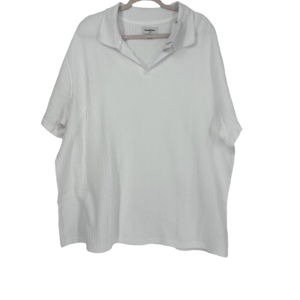 NWT Goodfellow & Co White Ribbed Knit Open Collar Polo XXL - Picture 2 of 6